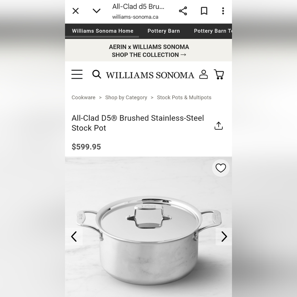 All-Clad D5 8qt Brushed Stainless-Steel Stock Pot